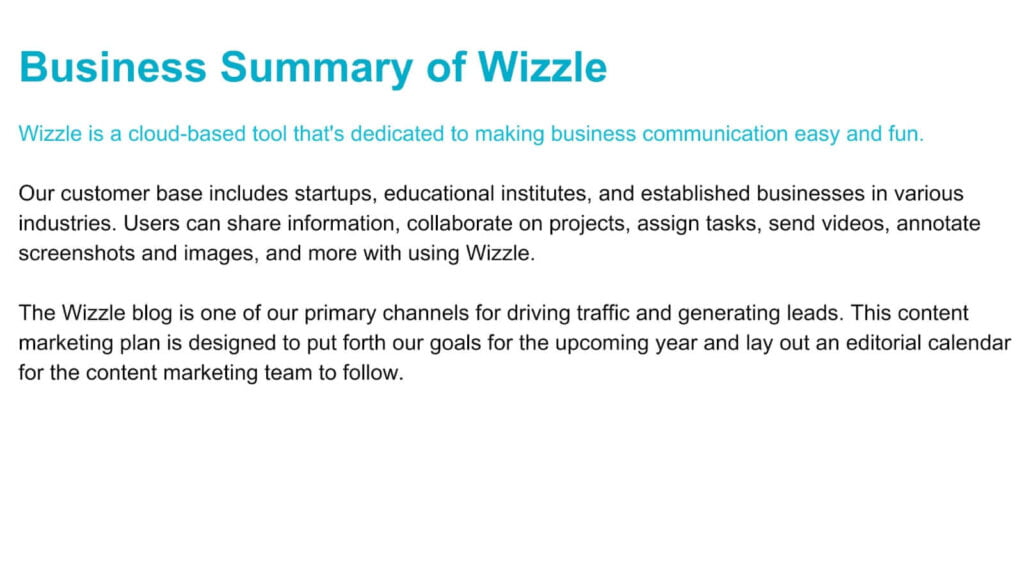 digital marketing business summary example